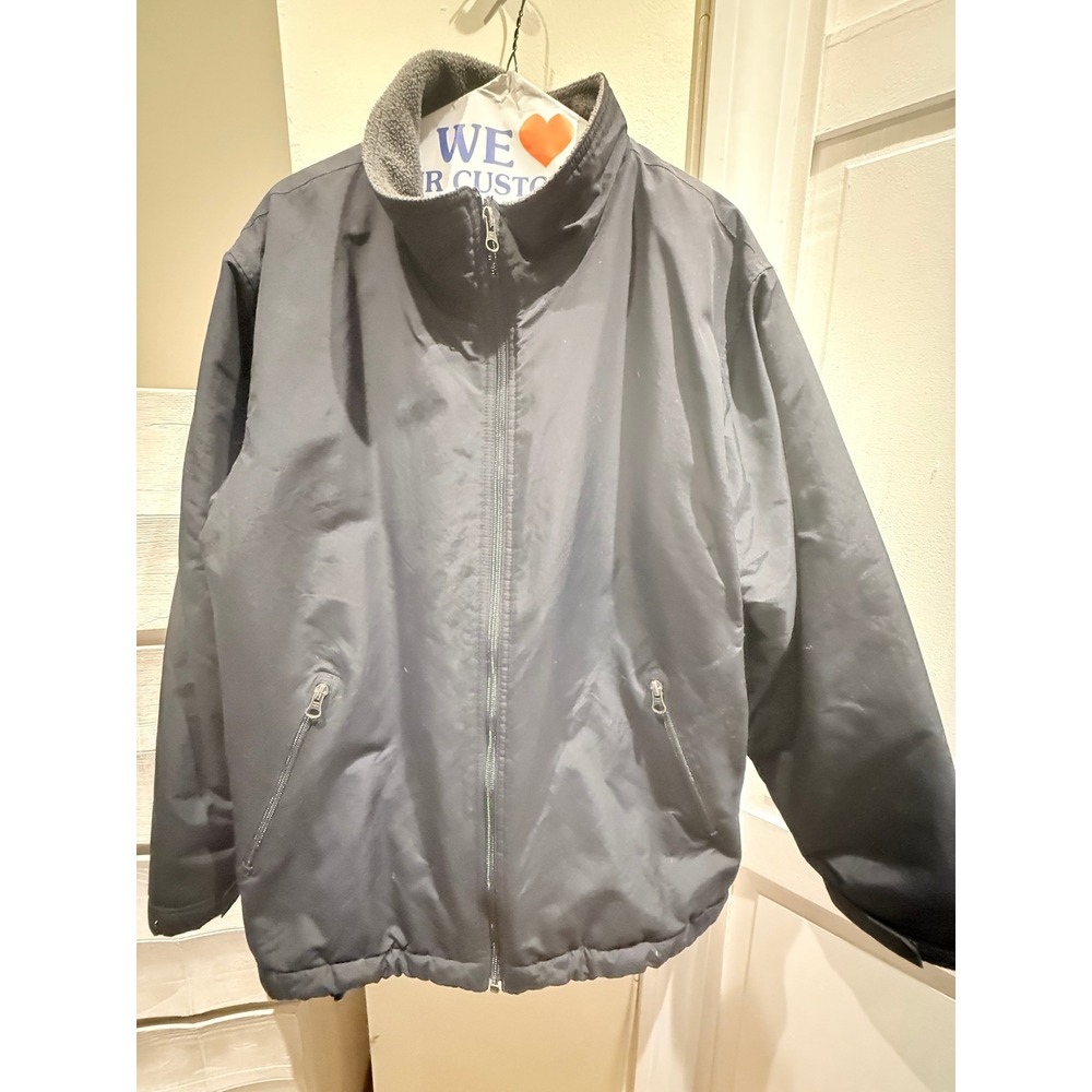 Lands End Squall Jacket Boys Large 14-16 Black Fleece Lined Insulated Full Zip